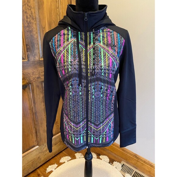 Fila Sport Womens Hoodie Size Large Black Zippered Sporty w/ Tie Athletic-wear - Picture 10 of 12